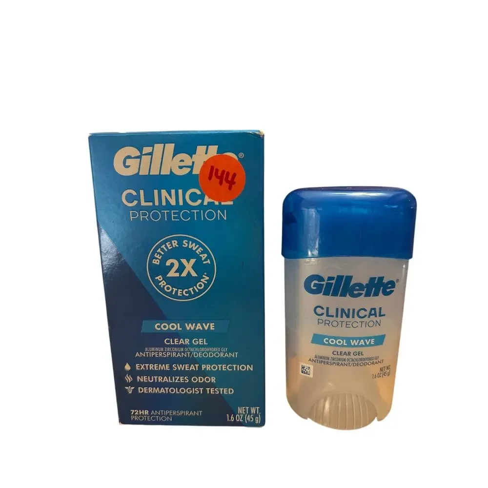 New Mens Gillette Clinical 72hr Cool Wave Clear Gel Antiperspirant Deodorant 1.6